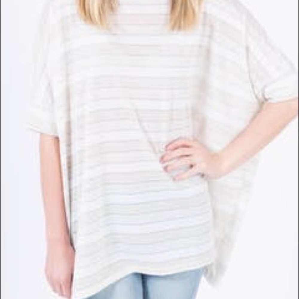 Agnes&Dora White/Glitter Striped Boxy Tee *B197N*